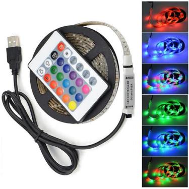 Imagem de Fita Led Usb Decoração Tv Monitor Led 5050 Ip20/Ip65 Colorido Rgb Cont