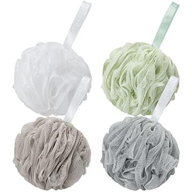 Imagem de Esponja de banho da AmazerBath conjunto com 4, Branco, 60g