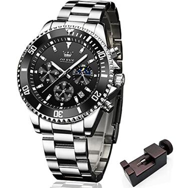 Imagem de Olevs Relógio masculino multifuncional de três olhos - prata/preto