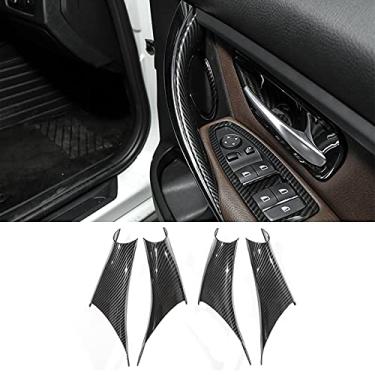 Imagem de Capa de maçaneta de porta de carro em fibra de carbono ABS para BMW Série 3 F30 F31 3 Series GT 3gt F34 4 Series 4dr F36 Inner Door Pull Handle Protective Decor Cover (cor de fibra de carbono, alça interna)