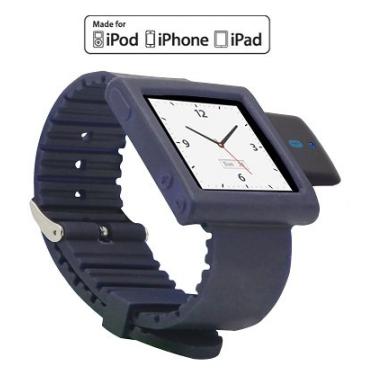 Imagem de KOKKIA i10sWatch (pulseira azul marinho): transmissor Bluetooth KOKKIA Tiny i10s com pulseira azul marinho compatível com Apple iPod Nano 6G (Apple iPod Nano não incluído).
