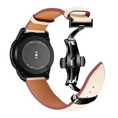 Imagem de Para Samsung Galaxy Watch pulseira de couro delicada 22 mm 20 mm fivela borboleta relógio Samsung pulseira de couro escolha feminina masculina (fivela preta de pricote, 20 mm)