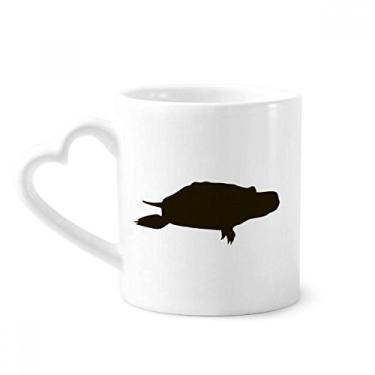Imagem de Caneca com retrato de animal tartaruga negra café cerâmica copo de coração de vidro