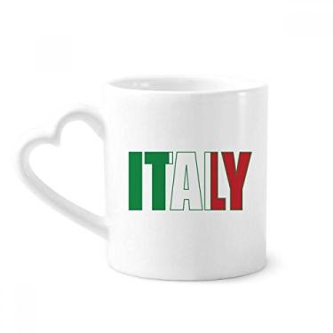 Imagem de Caneca com nome da bandeira do país da Itália Caneca de café cerâmica copo de coração de vidro