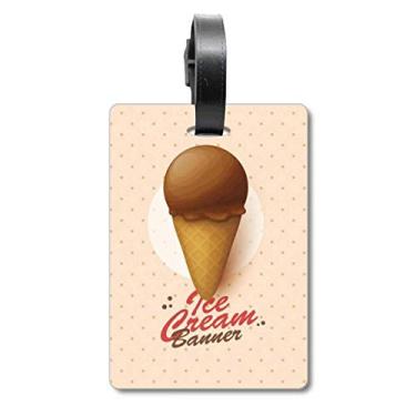 Imagem de Cones de sorvete de chocolate marrom com etiqueta de bagagem para pendurar etiqueta, Multicolorido.