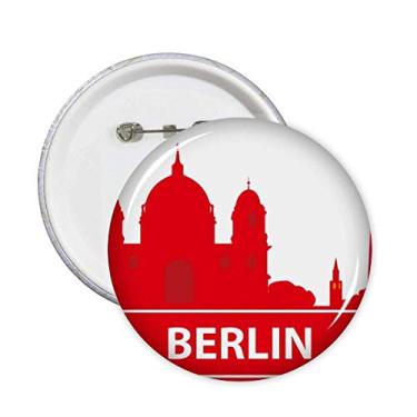 Imagem de Berlim Alemanha vermelho padrão de ponto de referência alfinetes crachá botão decoração acessório 5 peças
