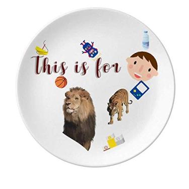 Imagem de Prato de porcelana feroz Feline Tigers Attack Prato redondo para jantar masculino