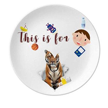 Imagem de Prato de porcelana Animal Paper Breaks Shock Tigers Prato redondo para jantar masculino