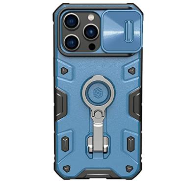 Imagem de Capa Anti Impacto Nillkin Modelo Camshield Armor Pro Magnetic Compatível com iPhone 14 Pro Max (6.7 Pol) (Azul)