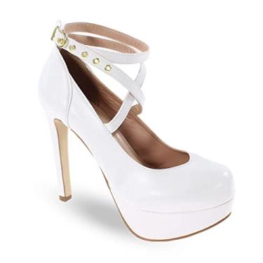 Imagem de Sapato Boneca Modarpe Meia Pata Salto Alto Fino Feminina M27 Cor:Branco;Tamanho:34