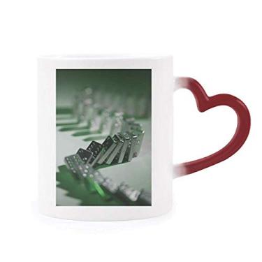 Imagem de Caneca sensível ao calor Gambling Mahjong Domino Photo Caneca vermelha que muda de cor