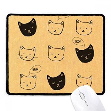 Imagem de Mouse pad branco preto cabeça de gato mewing animal borda costurada tapete de borracha para jogos
