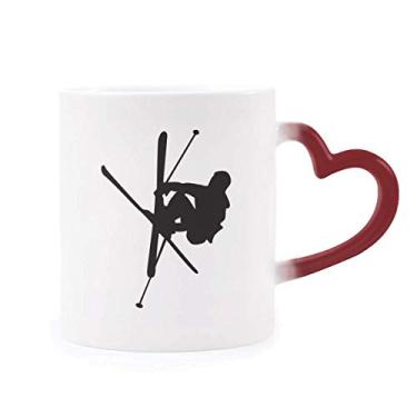 Imagem de Skateboarding Black Sport Outline Caneca sensível ao calor Caneca vermelha que muda de cor