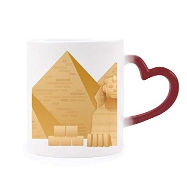 Imagem de Caneca Egito Pirâmide Esfinge Estampa de Arte Sensível ao Calor Caneca de Grés Mudança de Cor Vermelha