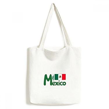 Imagem de Bolsa de lona com estampa verde da bandeira nacional do México, bolsa de compras casual