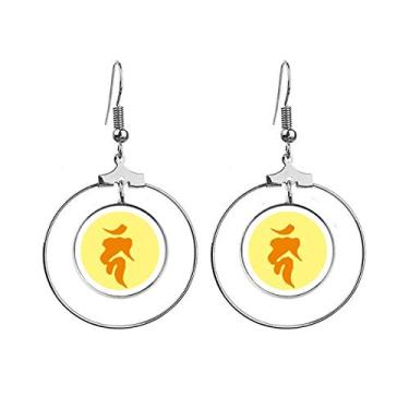 Imagem de Brincos com padrão de presunto de sânscrito religião budismo pendente, joia circular