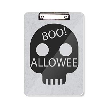 Imagem de Prancheta simples caveira de Halloween pasta, bloco de escrita A4
