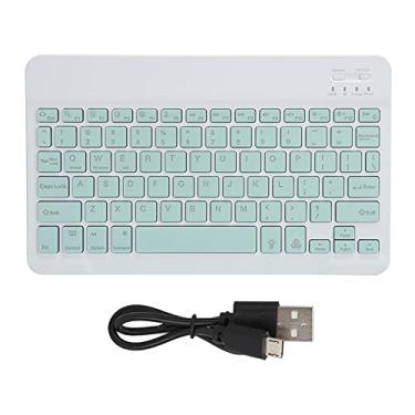 Imagem de Teclado USB Sem Fio, Teclado Bluetooth Ultrafino Teclado De Computador Ampliado de 10 Polegadas Com Retroiluminação RGB Teclado de Tamanho Real para Tablet/Laptop/PC(Verde)