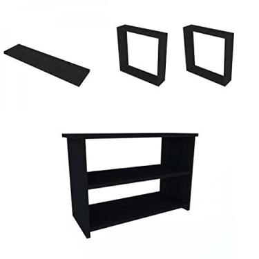 Imagem de Conjunto com 1 Banco, 1 Prateleira e 2 Nichos Pullen Bramov Móveis Preto