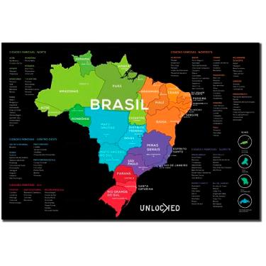 Imagem de Mapa do Brasil de Raspar 60x42 cm | Unlocked | Sem moldura | Scratch off Brazil Map | Mapa Raspadinha