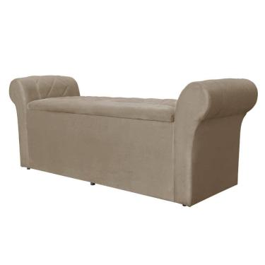Imagem de Báu Calçadeira Cancun 195cm Suede Cappuccino - Vallisa Decor