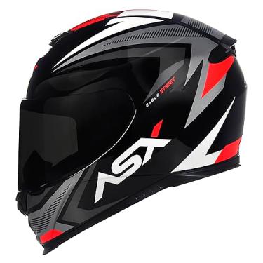 Imagem de Capacete Moto ASX Eagle Street Grafite e Vermelho Esportivo (56/S)
