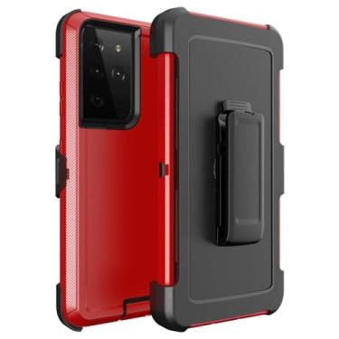 Imagem de 4 IN1 Para Samsung Galaxy S23 S22 S21 S20 ULTRA S10 S8 S9 Plus Note 20 10 9 8 Heavy Duty Armadura à prova de choque Cinto Clip Phone Case, vermelho, para Galaxy Note 9