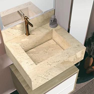 Imagem de Bancada em Porcelanato para Banheiro 60cm Max com Cuba Esculpida