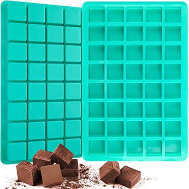 Imagem de Sakolla Pacote com 2 moldes de caramelo, 40 cavidades cubos quadrados de silicone para chocolate, doces, cubos de gelo, goma, ganache, geleia, trufas