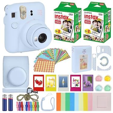 Imagem de Fujifilm Câmera instantânea Instax Mini 12 azul pastel + estojo de transporte + filme Fuji Instax Pacote econômico (40 folhas) Pacote de acessórios, filtros de cor, álbum de fotos, molduras sortidas