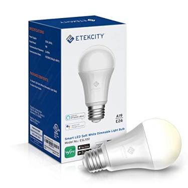 Imagem de Etekcity Lâmpada inteligente ESL100 que funciona com Alexa, Google Home e IFTTT, 1 unidade (pacote com 1), branco suave 2700K 806LM, 9W (equivalente a 60W), sem necessidade de hub
