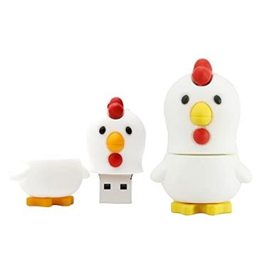 Imagem de Pen Drive USB em forma de frango de 128 GB, pen drive USB, pen drive, pen drive, pen drive, pen drive, pen drive, pen drive, cartão de memória, armazenamento externo, armazenamento USB 2.0 stick (branco)