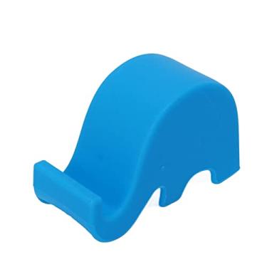 Imagem de Suporte de telefone de mesa de animal, suporte de telefone de elefante de plástico para smartphone, suporte de telefone celular de elefante fofo para mesa de escritório em casa presente de aniversário (azul)