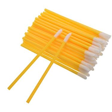 Imagem de Bettomshin Varinhas descartáveis de brilho de batom, pincéis labiais descartáveis, pincel labial de maquiagem, ferramenta aplicadora de varinhas de brilho labial de batom, com kits de maquiagem de cabeça de escova macia, cor amarela, 50 peças
