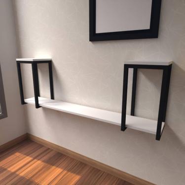 Imagem de Aparador Industrial Branco Off White Moderno Cantinho Café Escritorio Simples Bancada Suspensa