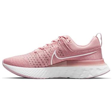 Imagem de Nike Tênis de corrida feminino casual React Infinity Run Flyknit 2 Ct2423-600, Esmalte rosa/Espuma branco-rosa, 10