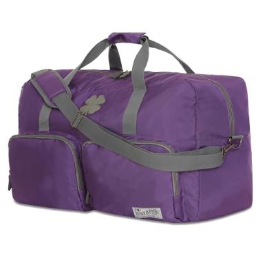 Imagem de Bolsas de viagem da sorte, bolsa de ginástica, bolsa de viagem e bolsa esportiva grande para homens, bolsas dobráveis noturnas para mulheres e homens com alça de ombro ajustável, carvão, Roxa, 65L,