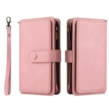 Imagem de Capa carteira para Redmi Note 11E 5G/Redmi 10 5G,Capa carteira paraFlip Wallet Couro PU Premium com zíper 15 compartimentos para cartão kickstand Magnético Capa para Redmi 10 prime+ 5G,Rosa