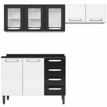 Imagem de Cozinha Bertolini Evidence New 03 peças 07 portas 04 gavetas em aço - Branco/Preto