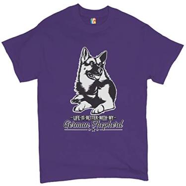 Imagem de Camiseta masculina Life is Better with My German Shepherd, amante de cães, animal de estimação, Roxa, XG