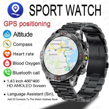 Imagem de GPS Sports Smart Watch para Homens  Nova Bússola  Pulseira de Fitness  Lembrete de Chamada