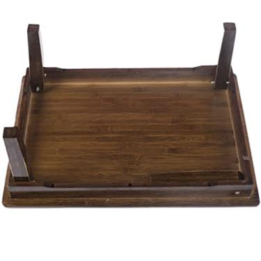 Imagem de Mesa de centro dobrável mesa de madeira janela de sacada mesa de chá mesa baixa mesa de chão melhor presente (cor: marrom, tamanho: 70 * 50 * 37 cm) (marrom 80 * 60 * 37 cm)