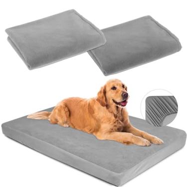 Imagem de Capas de cama de cachorro de substituição à prova d'água para cama de cachorro lavável cinza pacote com 2 89 x 111 cm GG
