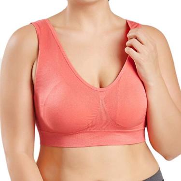 Imagem de Sutiã esportivo plus size para mulheres, cor sólida, sem mangas, gola redonda, tops cropped de verão, Laranja, 6X-Large