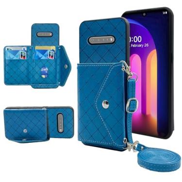 Imagem de Furiet Capa carteira compatível com LGV60ThinQ G5 LG60 9G B60 G60 17.3 cm com alça de ombro transversal suporte de couro suporte para cartão de crédito capa de telefone para LGV60 V 60 60ThinQ 60V