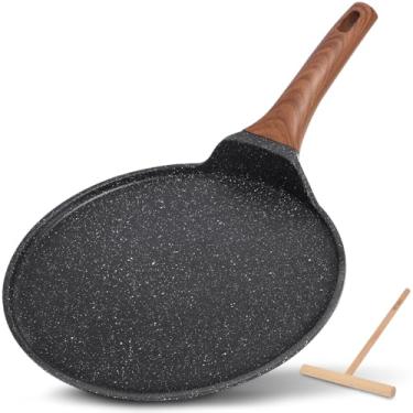 Imagem de Frigideira de crepe da ESLITE LIFE Dosa Tawa, frigideira antiaderente plana para omelete, tortilhas, compatível com indução, 28 cm