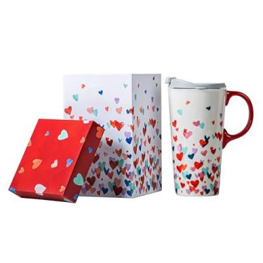 Imagem de Topadorn Caneca de café de viagem de cerâmica alta com tampa selada, xícara de chá de porcelana 500 ml