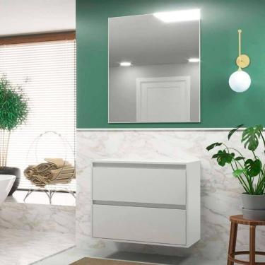 Imagem de Gabinete Para Banheiro Com Espelheira 80cm Mdf Dubai - On Móveis Cor:branco