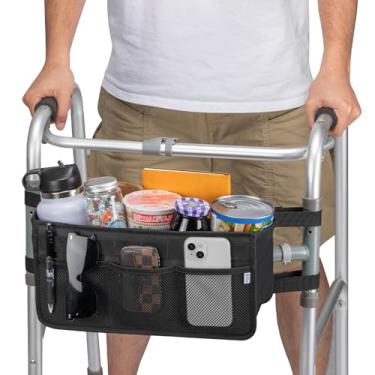 Imagem de JOYTUTUS Cesta para andador dobrável, cesta para caminhantes para idosos, bolsa de armazenamento de andadores de rolos, bolsa com grande capacidade e nunca tombar, melhor presente para pai, mãe