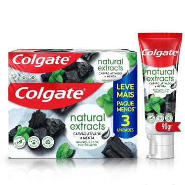 Imagem de Creme Dental Colgate Natural Extracts Carvão Ativado e Menta 90g 3 unidades